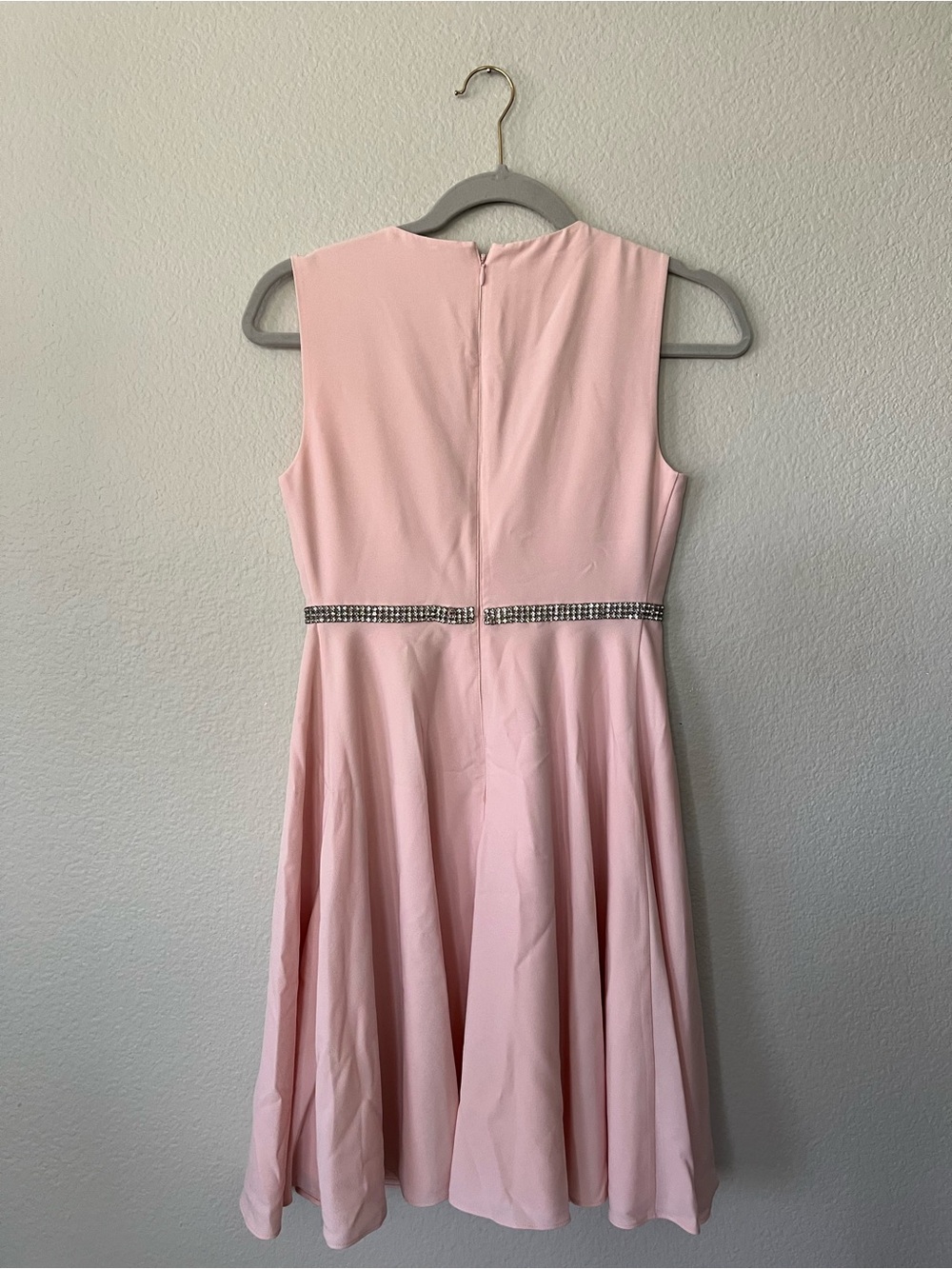 Ted Baker Light Pink Sleeveless Dress with Crystal Cross-Strap Women's Size 0/2 - Picture 3 of 14
